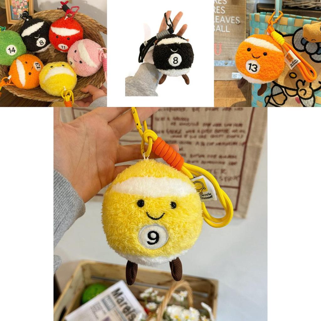 Soft Billiard Plush Toy Keyring With Pp Cotton Filling For Gift And Accessories