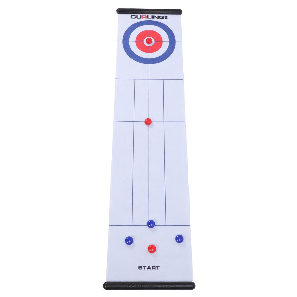 Tabletop Curling Game Interactive Large Mat Compact Roll Up Curling Family Game for Home Outdoor Fun