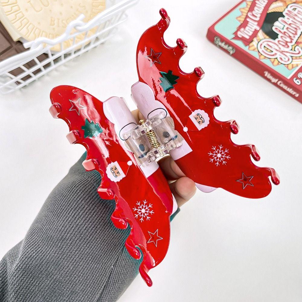 PVC Christmas Elk Hair Claw Deer Snowman Hair Clip Kawaii Santa Claus Shark Clip  Wash Face