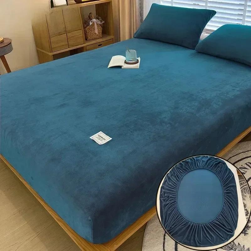 Elastischer Matratzenbezug Warmer Plüsch Spannbettlaken Samt Bettbezug Winter Warmer Bettbezug Matratzenschoner Milchsamt Laken