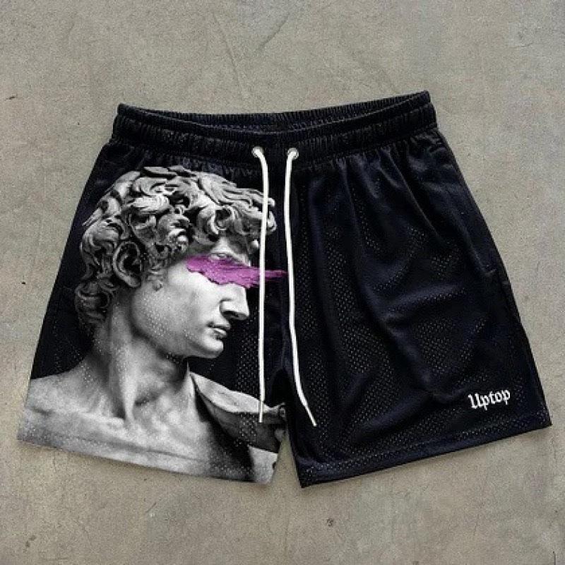 FlowStreet Summer Hot Selling 3D Printed Flame Printed Shorts, Quick Drying Sweat Absorbing Sports Shorts