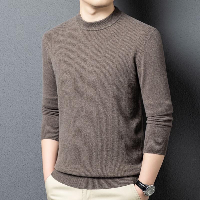 Yiliteng Men's Round Neck Wool Blend Pullover Sweater
