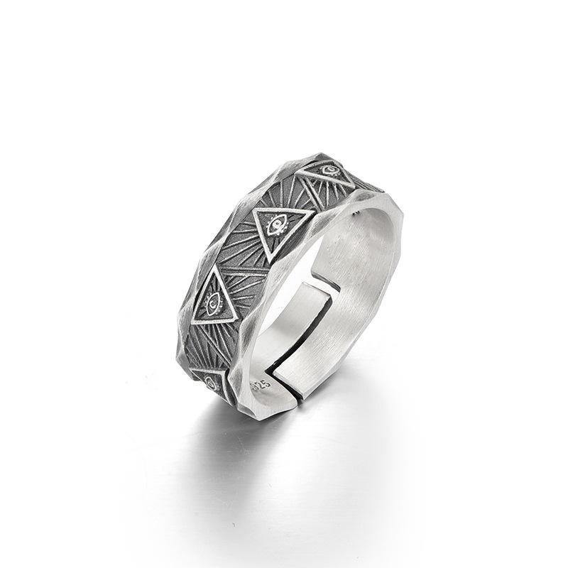 God's Eye Adjustable Ring for Men, Trendy Design, Niche Retro Personalized Handmade Gift