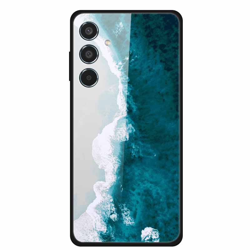 Glass Cellphone Case For Samsung Galaxy M35 Hard Plastic Back Cover For Samsung M 35 Flowers Painted Cases Fundas Shell Shield
