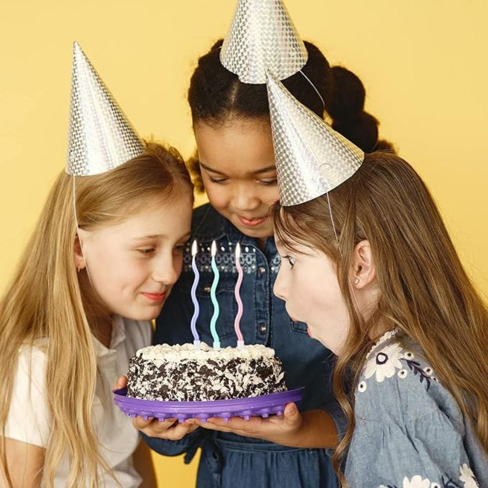 6 Pcs Spiral Twisted Birthday Candles, Rainbow Color Cake Candles with Metal Holders for Wedding Party Decoration