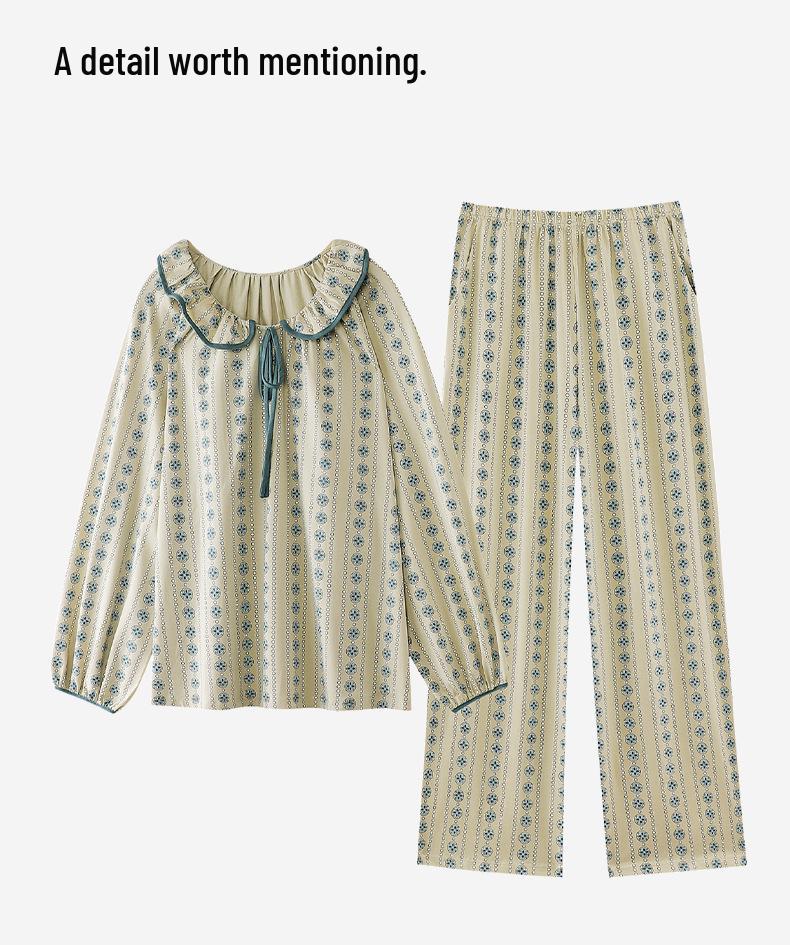 2025 Women's Lycra Cotton Pajama Set - Long Sleeve & Pants for Spring/Autumn, Wearable Outside & Cozy for Home