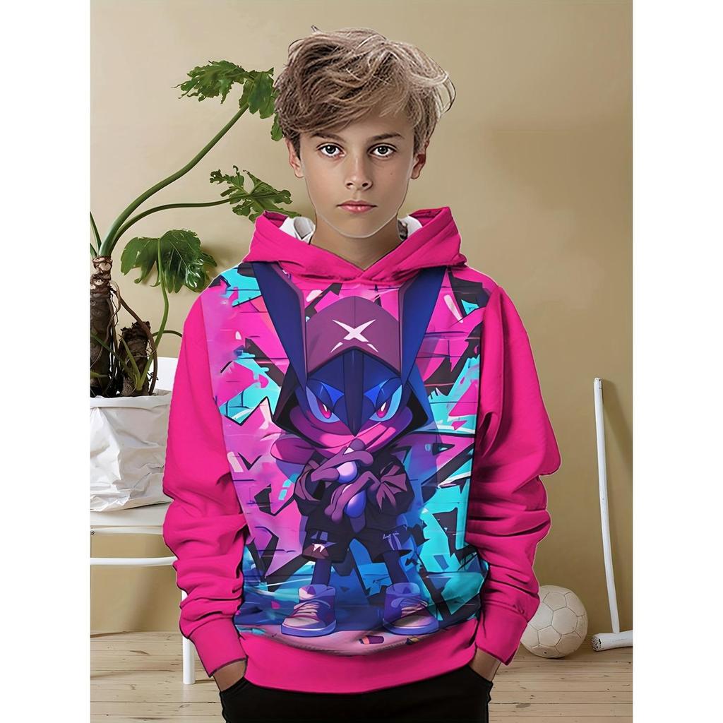 New 3D printed hooded sweatshirt, fashionable long sleeved hooded sweatshirt, comfortable pullover for boys and girls, children's hoodie