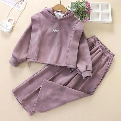 2025 Spring/Autumn Girls' Fashion Hoodie & Sweatpants Set - Casual Sportswear for Older Kids