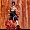 Anime One Piece Figure Flame Fingertip Ace Top Decisive Battle Standing Posture Scene Collect Statue Model Desk Toys Gift