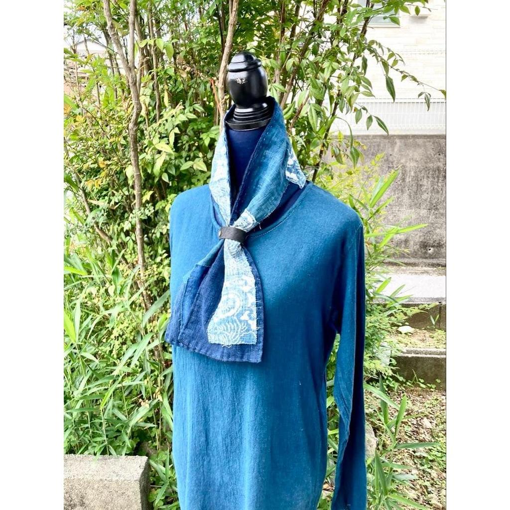 Used B74 Rags, Stole, Old Cloth, Remake, Indigo Dye, Patchwork, Pieced Together, Sashiko