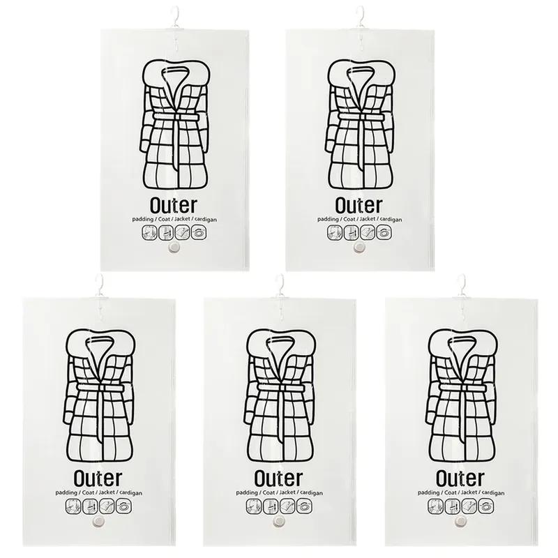 Hanging Vacuum Bags Space Saving Clothes Compression Storage Bag Reusable Empty Pump Bags Clothes Wardrobe Quilt Vacuum Pack
