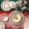 Ceramic Christmas Tableware Set with Handle, Soup Plate, Dinner Utensil, French Letter Cup, Steak Tray, Salad Bowl, Household