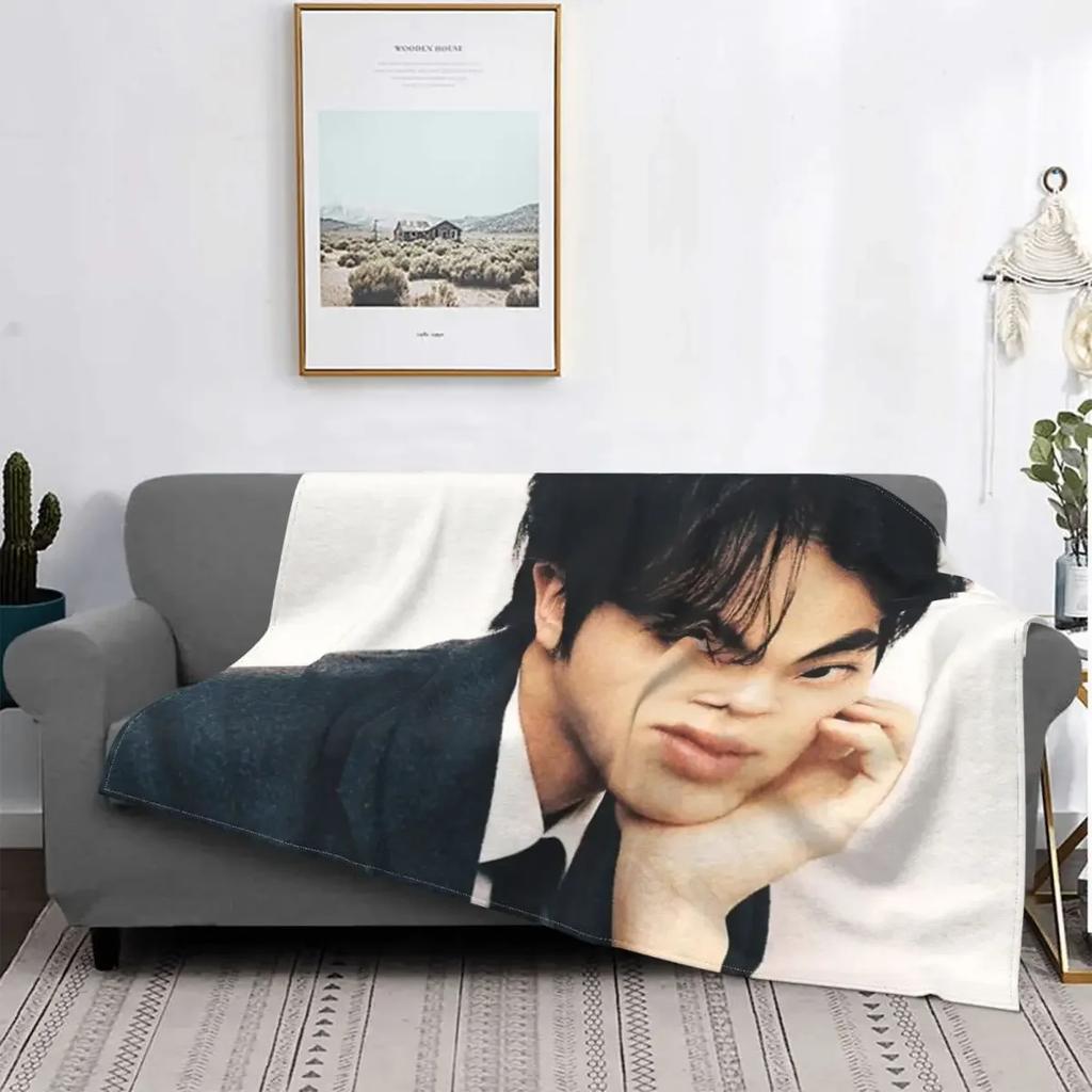 Kim Seokjin Blankets Flannel Winter Cute Multi-function Super Soft Throw Blankets for Sofa Bedroom Quilt Travel Bedspread