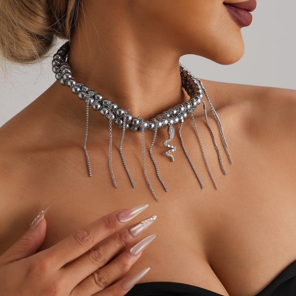 Accessories Ins Style Serpentine Pendant Beads Necklace Tassel Jewelry Accessories for Women