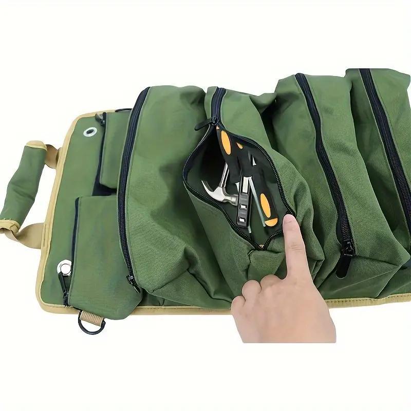 Multifunctional Roll Up Tool Bag, 1 Count Portable Tool Storage Bag with Handle, Space Saving Tool Organizer for Home & Garden &