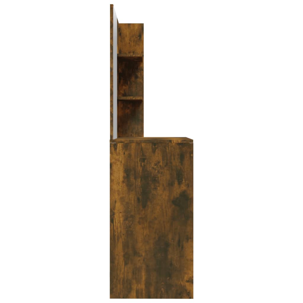 Makeup Table with Mirror Smoked Oak 74.5 x 40 x 141 cm