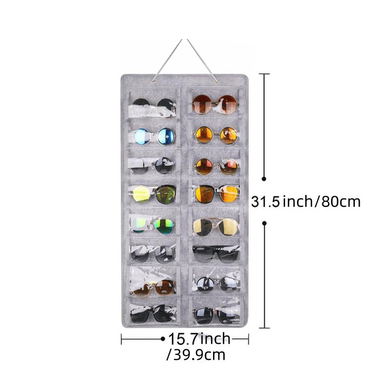 Suporte de Feltro com 16 Compartimentos para Óculos de Sol e Óculos de Grau, Exibição de Armazenamento, Bolsa Suspensa, Bolso de Parede, Caixa Organizadora
