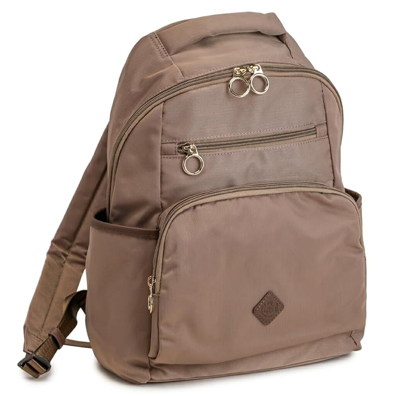 

[pragma] backpack ladies lightweight nylon rucksack A4 size Beautiful casual rick one night trip bag … (greige)