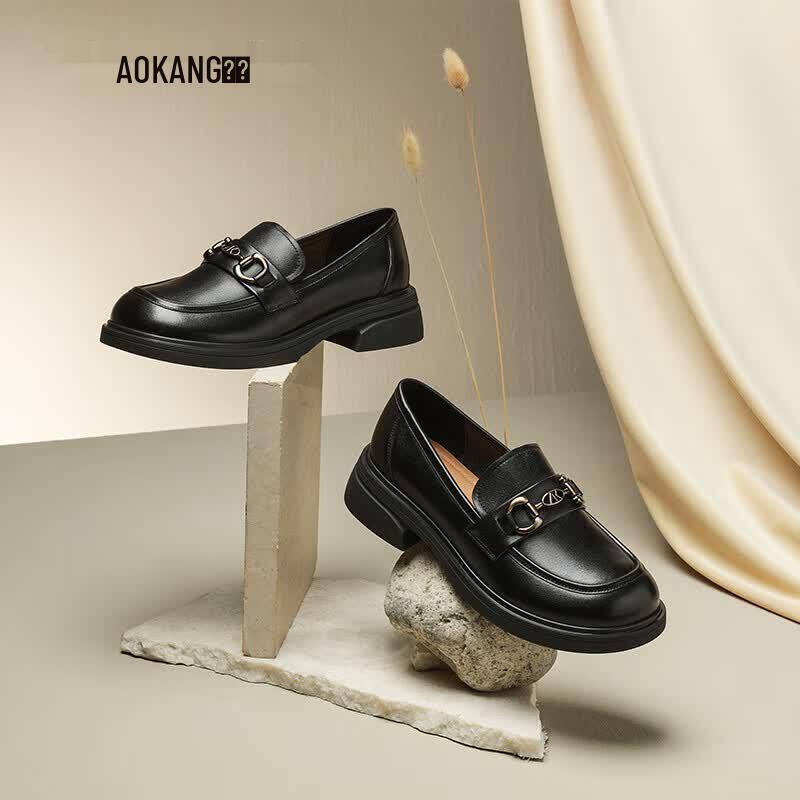 Aokang Women s Leather Slip-on Loafers EU 37