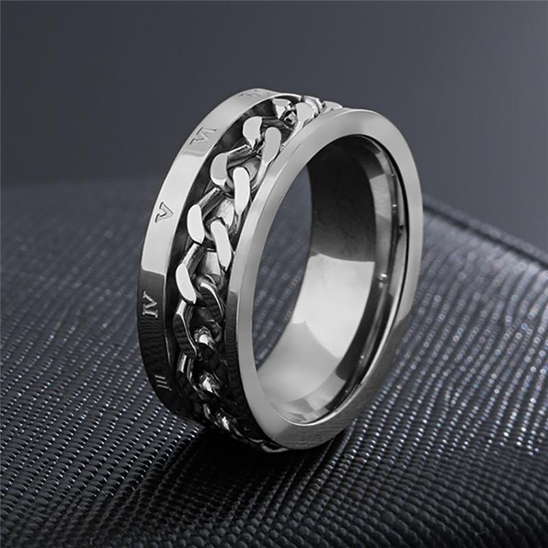 Modyle Gold Color Roman Numerals Ring Stainless Steel Men Women Spinner Chain Ring Bijoux Bague Femme Anillos Mujer