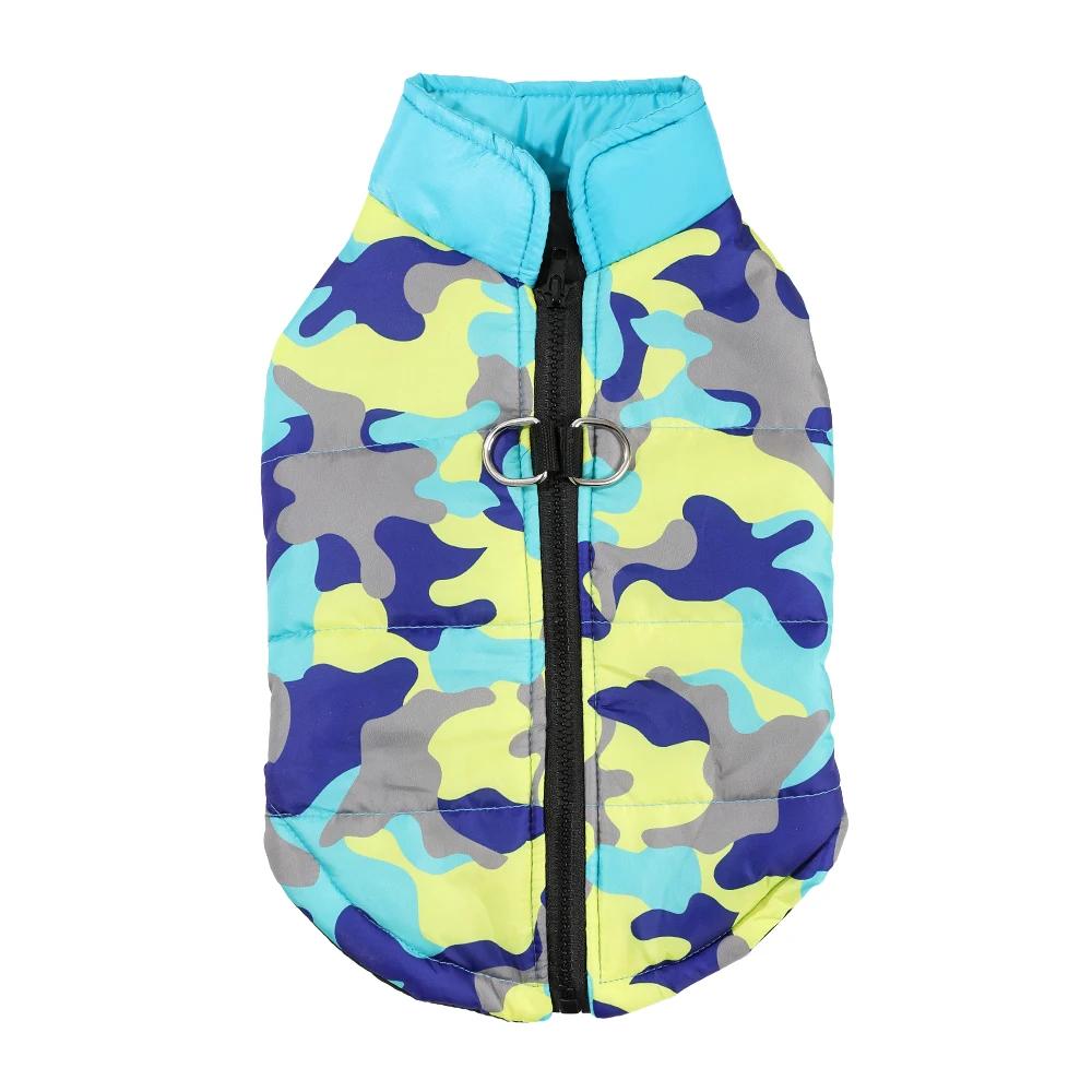 Warm Pet Clothe Winter Windproof Puppy Jacket Coat Camouflage Print Sleeveless Apparel With D-ring For Small Dogs Cats Yorkshire