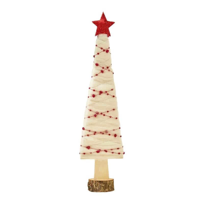 Soft Felt Cloth Santa Clause Reindeer Ornament with Wood Base Plush Wool Felt Christmas Figure Decoration For Tabletop