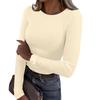 Women's Ribbed Knit Crew Neck Long Sleeve Form-Fitting Top