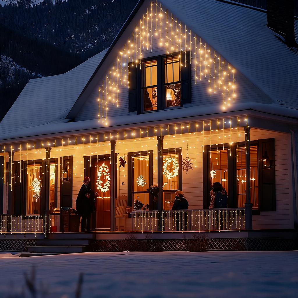 1PC 96 LED Icicle String Lights with USB Powered 8 Modes Outdoor Indoor Hanging Lights Suitable For Bedroom Garden Wedding Decor