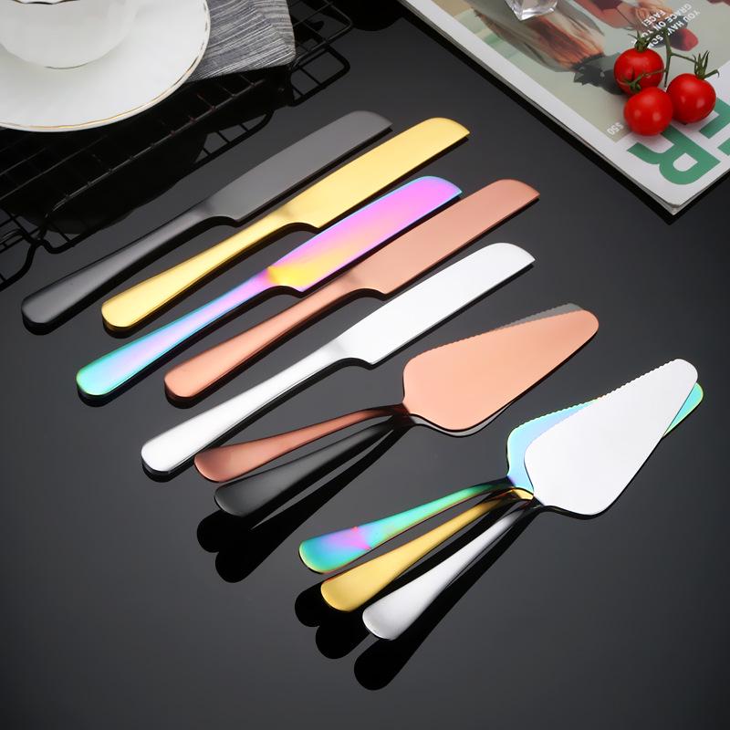 Stainless Steel Cake Knife & Spatula Set - Bread Knife & Pizza Cutter Baking Utensils