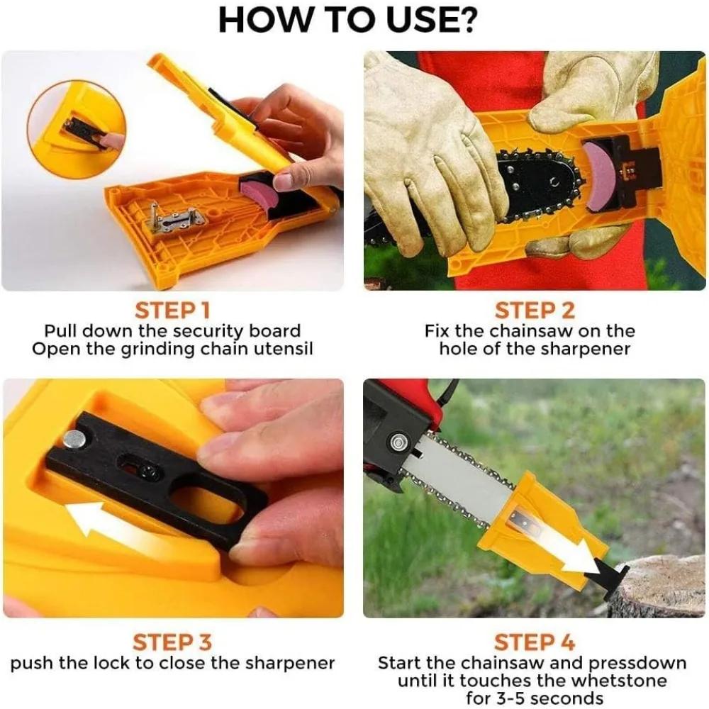 Chainsaw Teeth Sharpener Durable Easy Power Sharp Bar-Mount Fast Grinding Chainsaw Chain Sharpener Tools with Whetstones