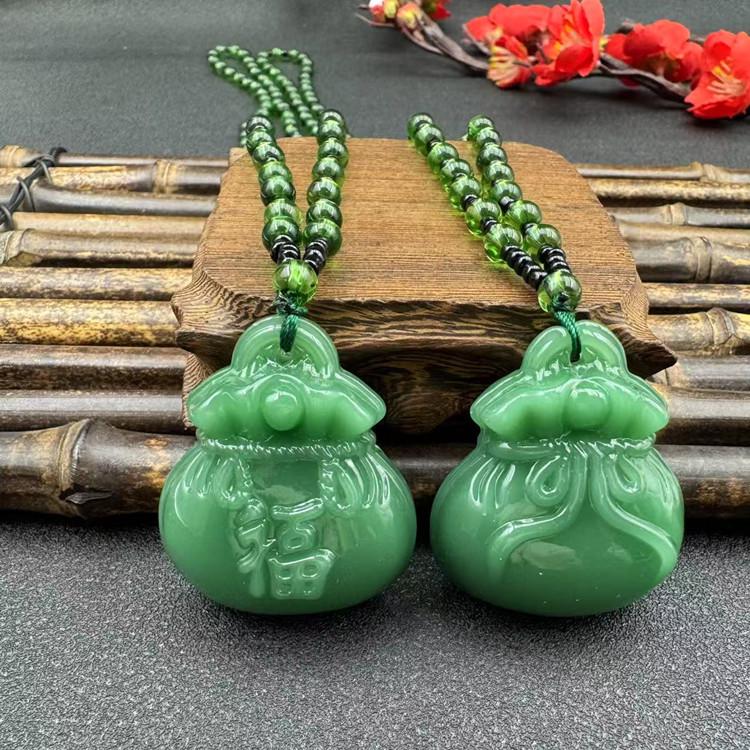 Imitace aventurínu Svetrový náhrdelník - Design zelí Guanyin od značek Wu Shi a Dragon & Phoenix