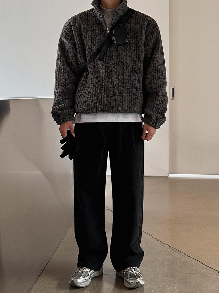 Unisex Lammwolle Baumwolljacke - Winterlich Warm, Trendiger Koreanischer Stehkragenmantel