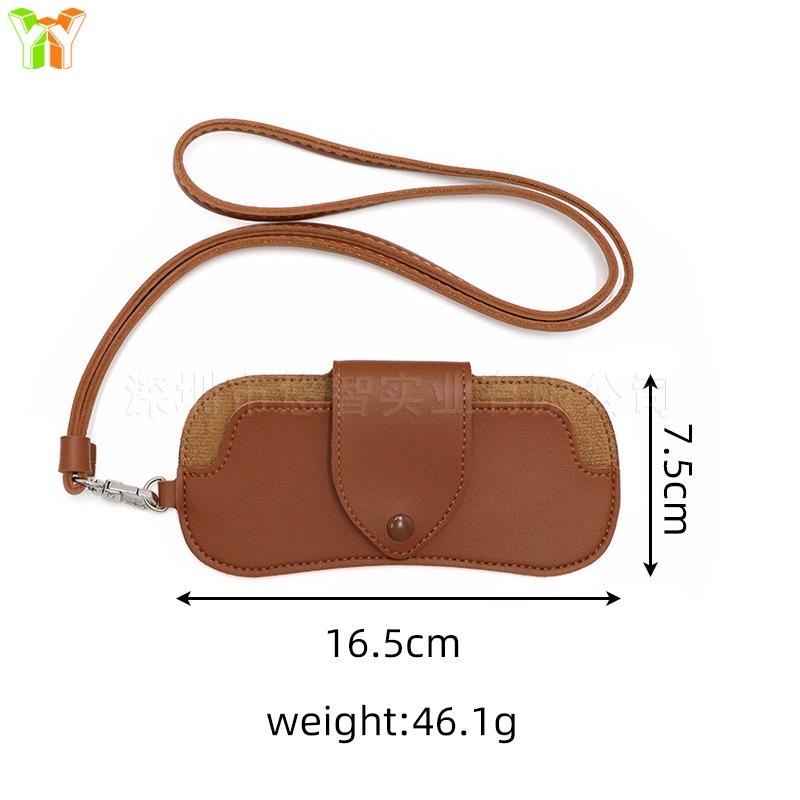 1PC Waterproof Sunglasses Bag Portable Hanging Neck Glasses Storage Case Fashion PU Leather Eyeglasses Pouch For Women Men