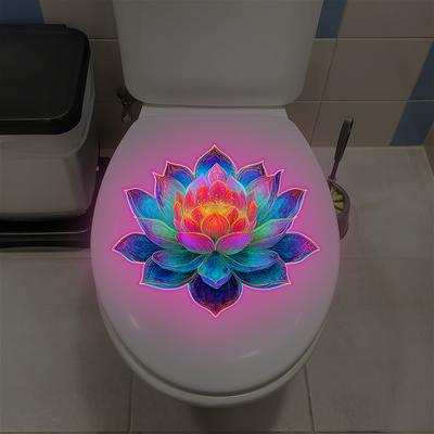 Barevné svítící lotosové samolepky na WC, Kreativní fluorescenční samolepky na dekoraci koupelny