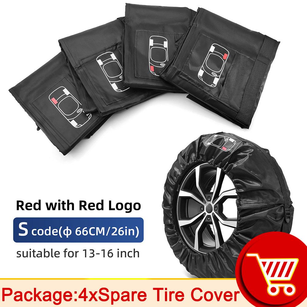

AD 4PCS Black Car Spare Tire Cover Case Polyester Wheel Tire Storage Bags Vehicle Tyre Accessories Dust-proof Protector Stylin