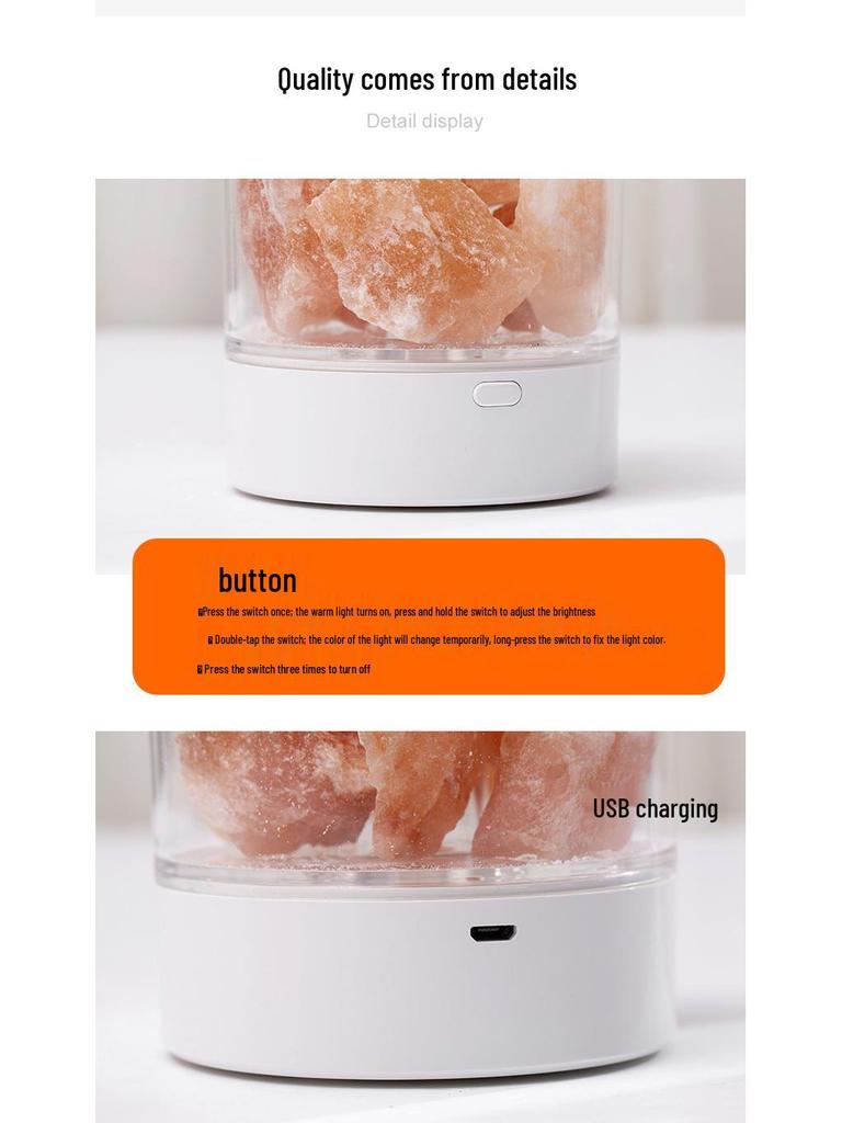 Nordic Himalayan Salt Lamp: USB-Powered Warm Bedside Night Light and Romantic Gift