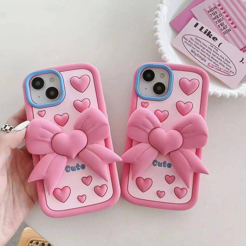 Applicable to Apple 13 mobile phone case iPhone15 three-dimensional love butterfly 16pro max girl heart cute silicone