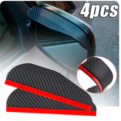 4 τεμ. Κάλυμμα Κάλυψης Παραθύρου Πλευρικού Καθρέφτη Αυτοκινήτου για Βροχή, Ηλιοσκιά, Χιόνι, Καιρικές Συνθήκες, Όψη Ανθρακονήματος, Αξεσουάρ Αυτοκινήτου