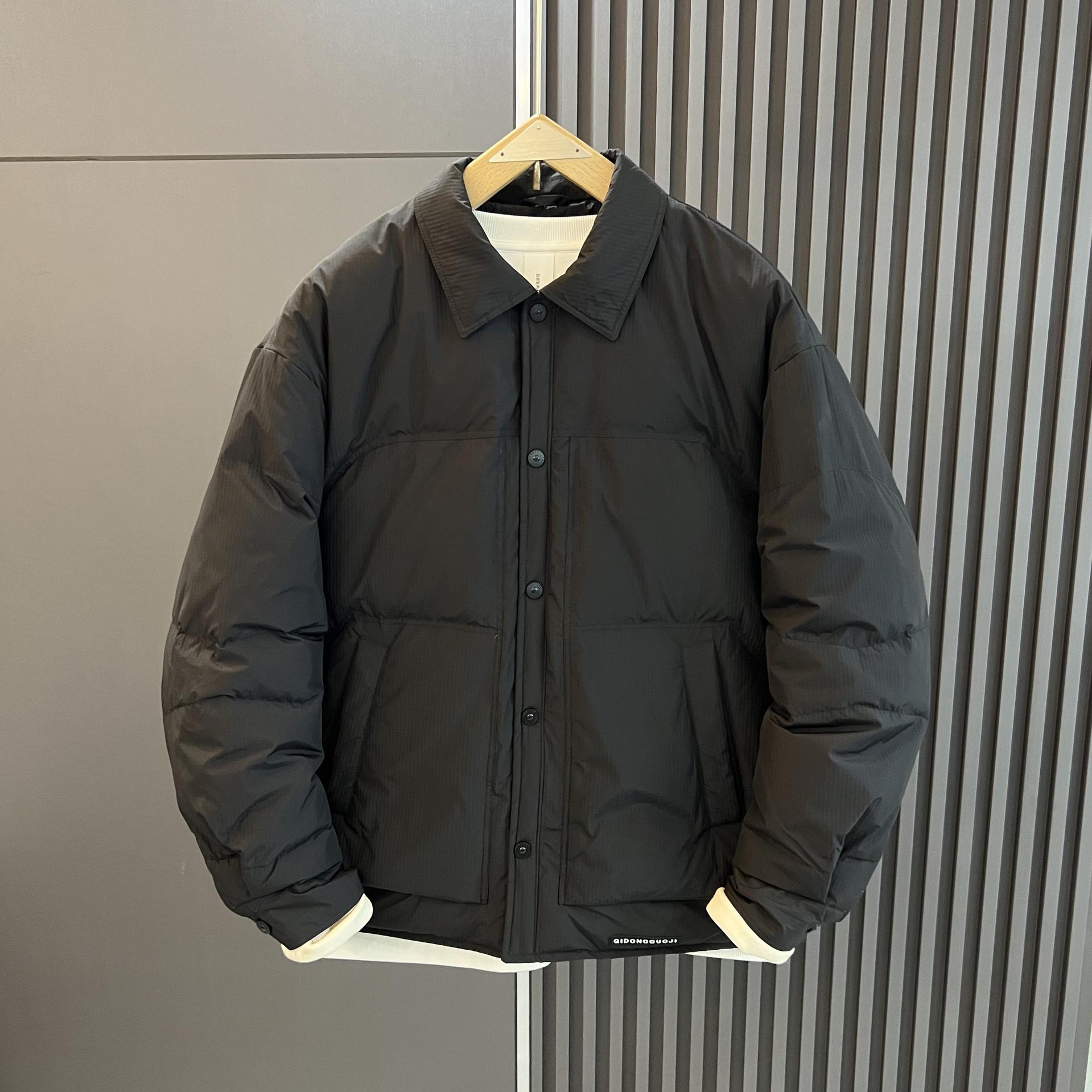 

Men s American Retro Lightweight White Duck Down Streetwear Jacket 3XL 190-215 lbs чорний