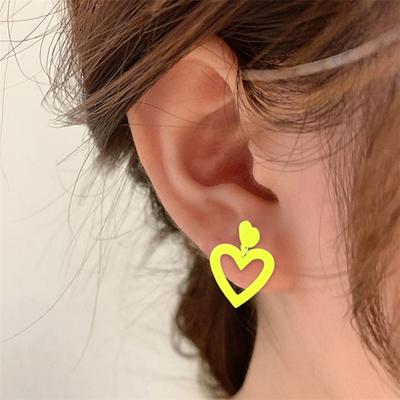 1 Pair Stud Earrings Lightweight Heart Acrylic Pendant Earrings Hypoallergenic Colorful Simple for Women