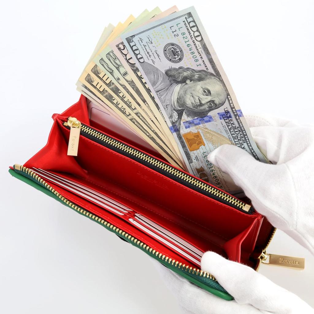 [Revetta] L-formad Lång Plånbok med Rund Dragkedja för Herrar i Krokodilskinn, Äkta Läder, Röd, Matt Finish [242crw]