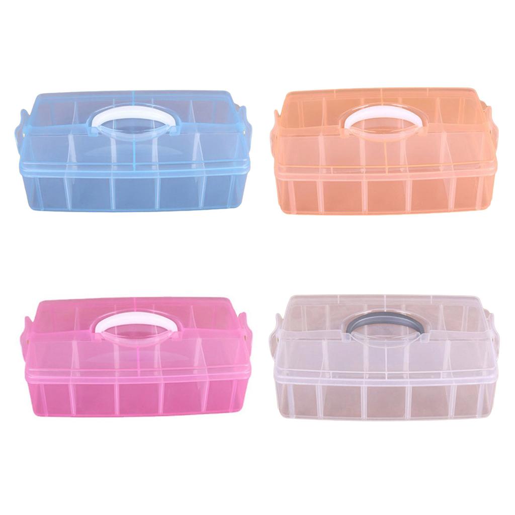Plastic Box Rectangular Transparent Box with Handle Lid Storage Box Dustproof Jewelry Storage Case Container for Nail