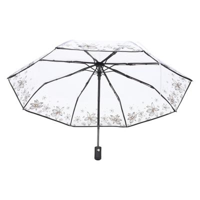 Vollautomatischer Taschenschirm Transparent Klar Regenschirme Öffnen Schließen Stahl Sonnenschirm Student