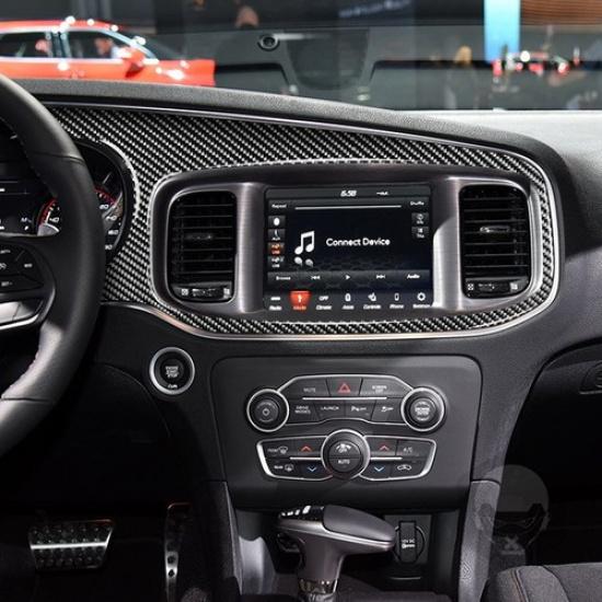Carbon Fiber Interior Speedometer/Radio Console Cover Trim For Dodge Charger
