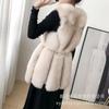 Autumn and Winter New Warm Casual Fur Vest Women's Medium and Long Imitation Fox Hair Splicing Vest