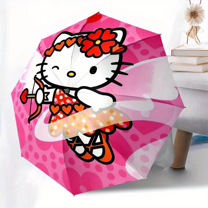 1pc Hello Kitty Cupid Wings Hearts Umbrella with Plastic Handle,Suitable for All Seasons Home Travel Outdoor UmbrellaSanlio369