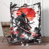 Samurai Red Sun Maple Leaves Print Blanket Warm Soft Fluffy Kids and Adult Sofa Bed Throw Blanket Outdoor Travel Camping RV
