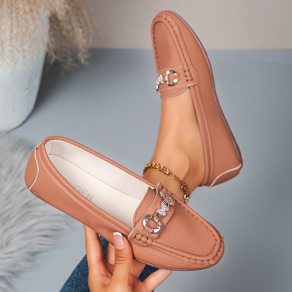 Fashion Women's Casual Coat Metal Chain Decorative Flat Shoes 2025 Spring and Autumn New Fashion Comfortable Low-cut Shoes Zapatos Mujer
