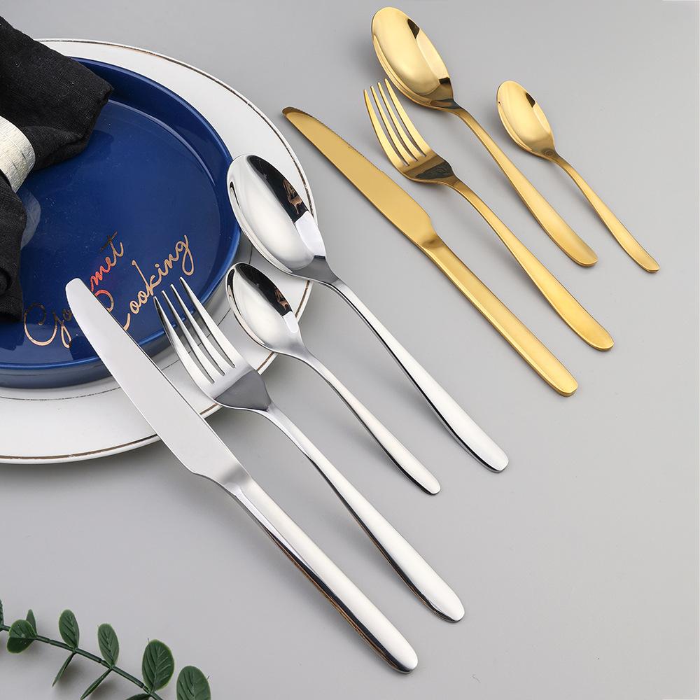 HANYANG Steak Knife and Fork Western Knife, Fork and Spoon Simple Wind Gold Stirring Spoon Western Tableware