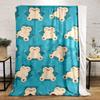 Repeating Pattern of a Relaxed Cartoon Character with a Turquoise Background. for All Seasons Blanket Lunch Break Throw Gift